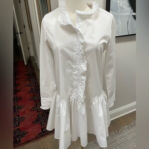 NWT Sugar + Lips White Ruffle Peplum Mini Dress - Sz XS